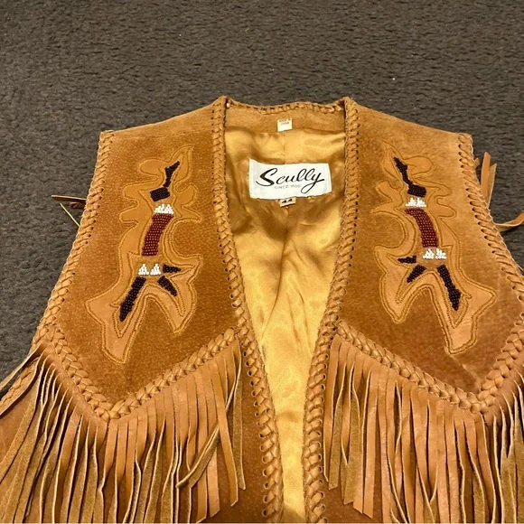 Vintage Scully Suede Leather Fringe Western Vest - Picture 7 of 8